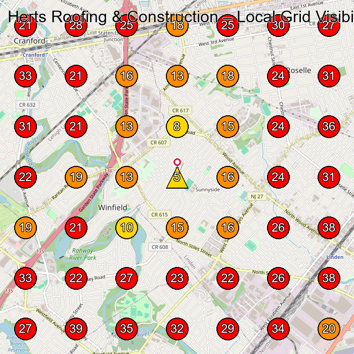 Herts Roofing & Construction GeoGrid visibility map for Roofing Contractor in None